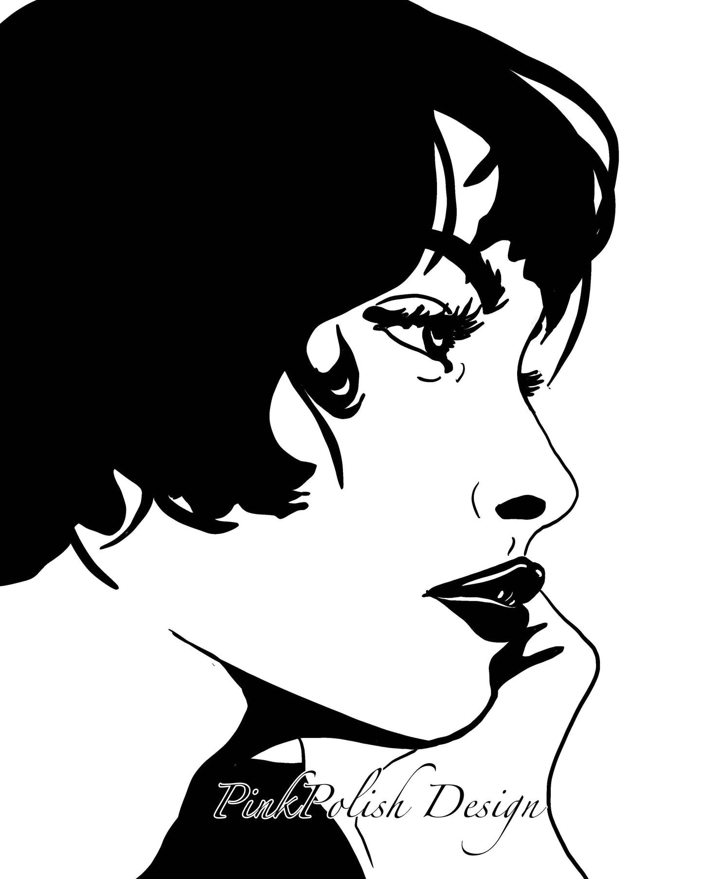 PinkPolish Design Art Prints "Thoughtful" Digital Drawing: Art Print