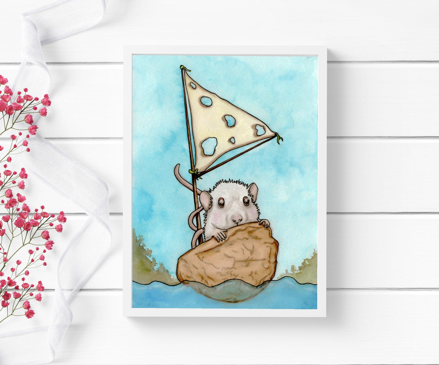 PinkPolish Design Art Prints "Tiny Sailor" Watercolor Painting: Art Print