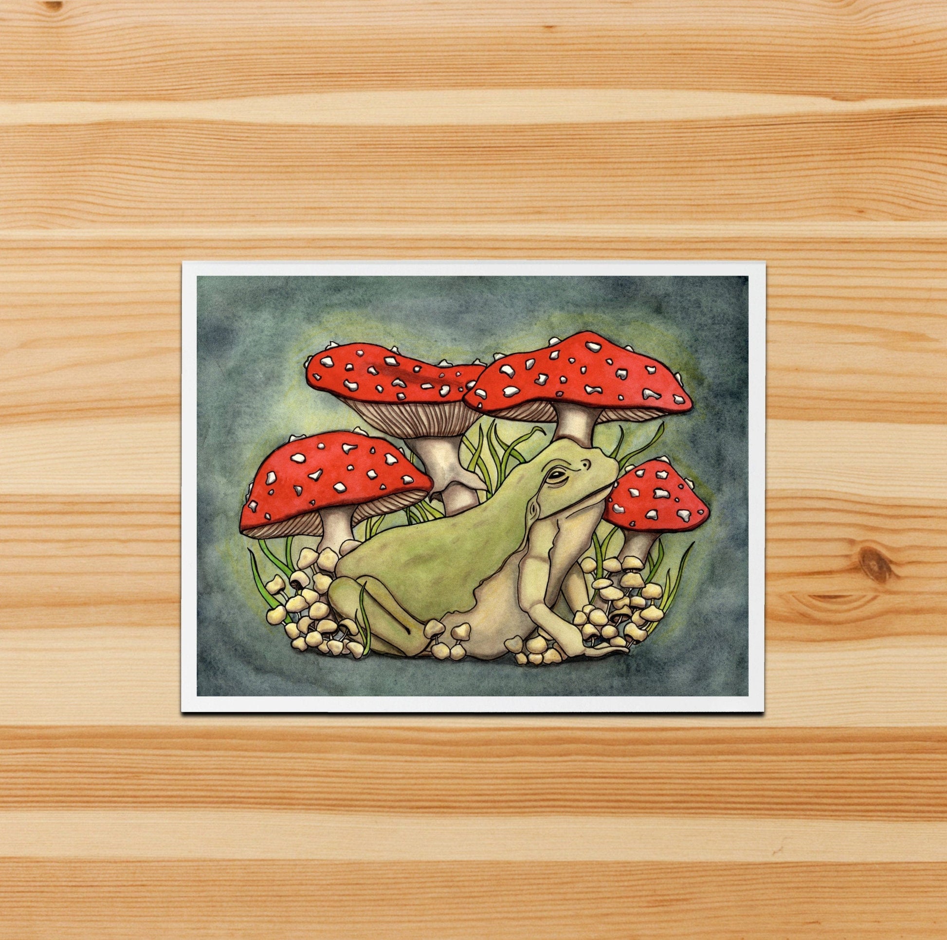 PinkPolish Design Note Cards "Toadstool" Handmade Notecard