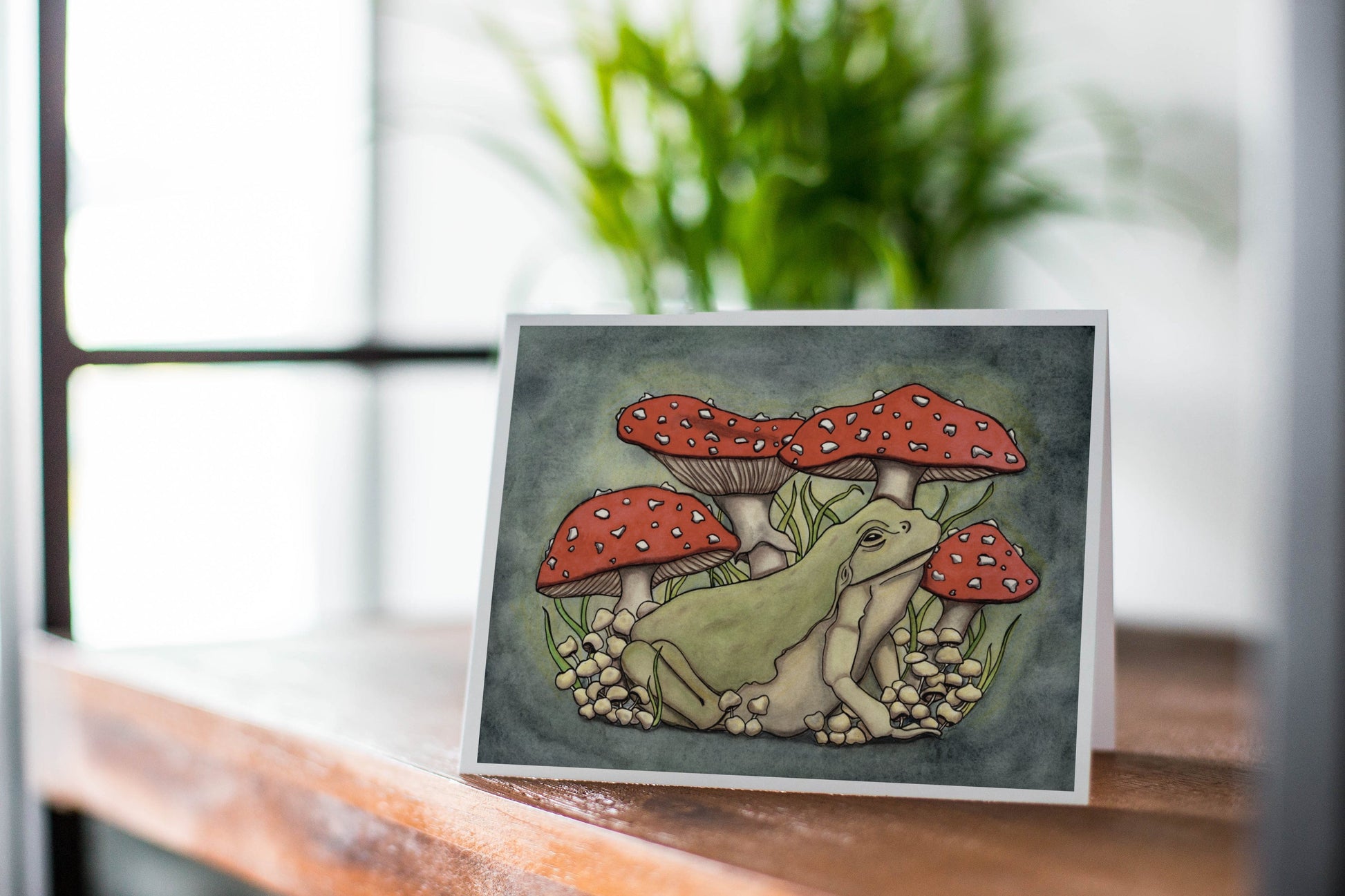 PinkPolish Design Note Cards "Toadstool" Handmade Notecard