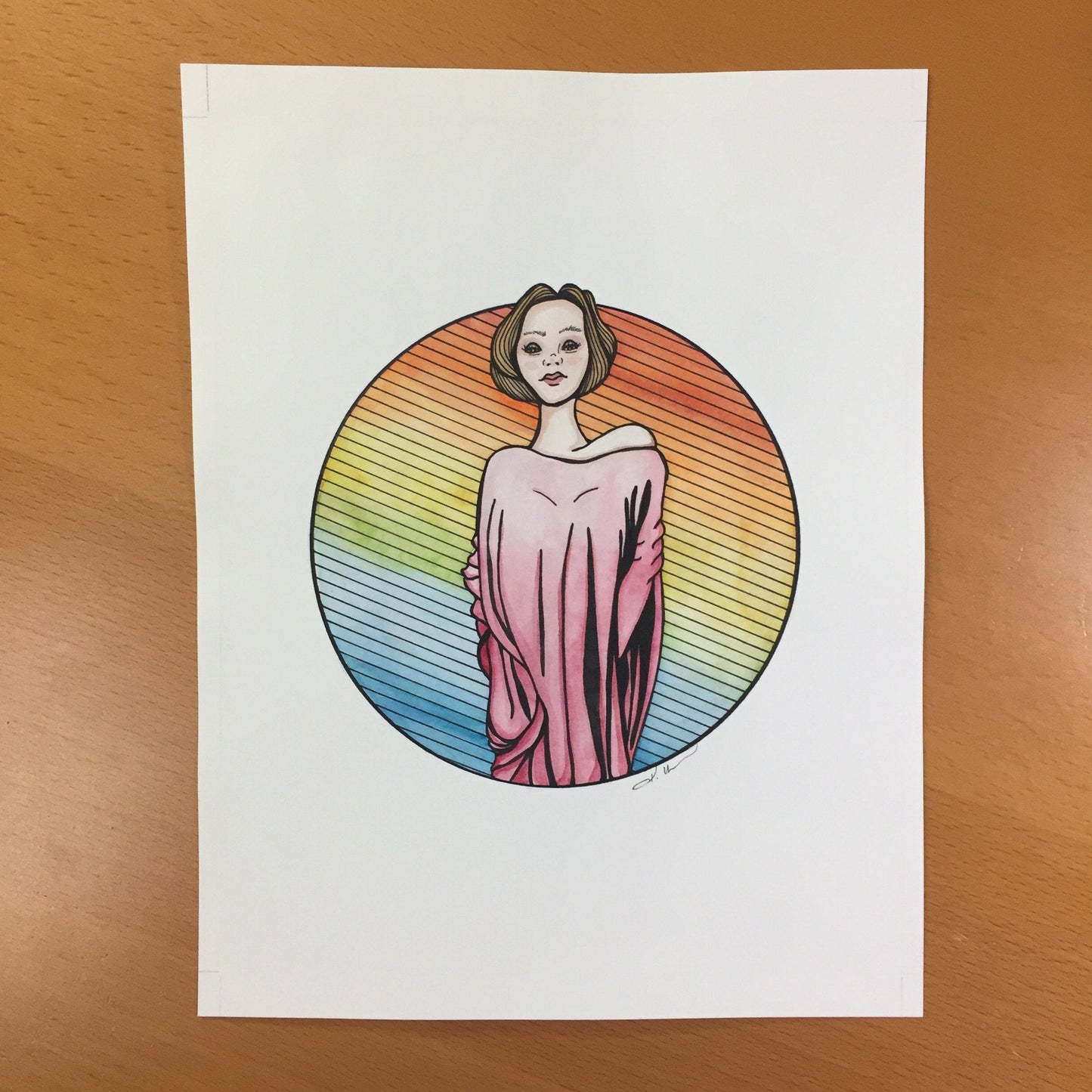 PinkPolish Design Original Art "Towering" Strong Women Inspired Original Watercolor & Ink Illustration