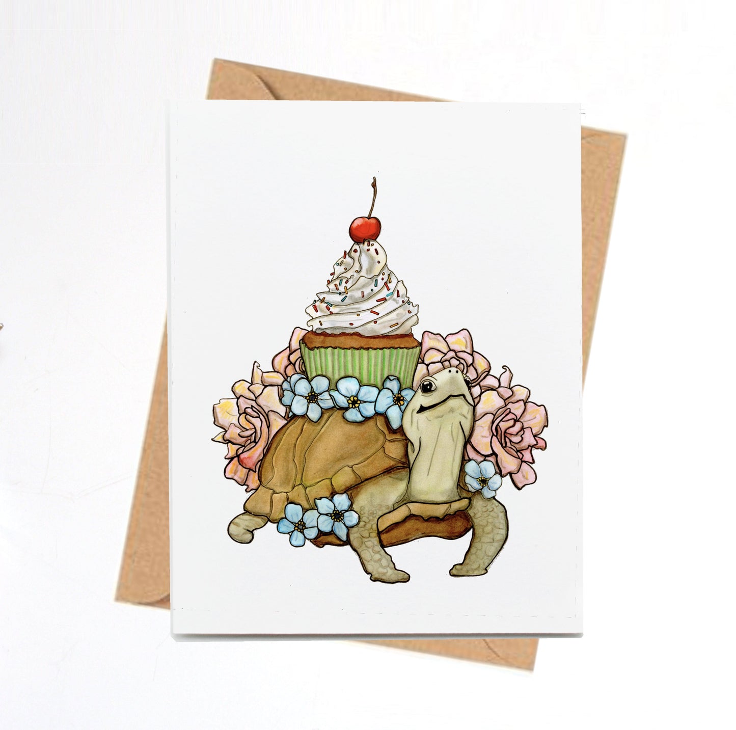 PinkPolish Design Note Cards "Turtle Celebration" Handmade Notecard