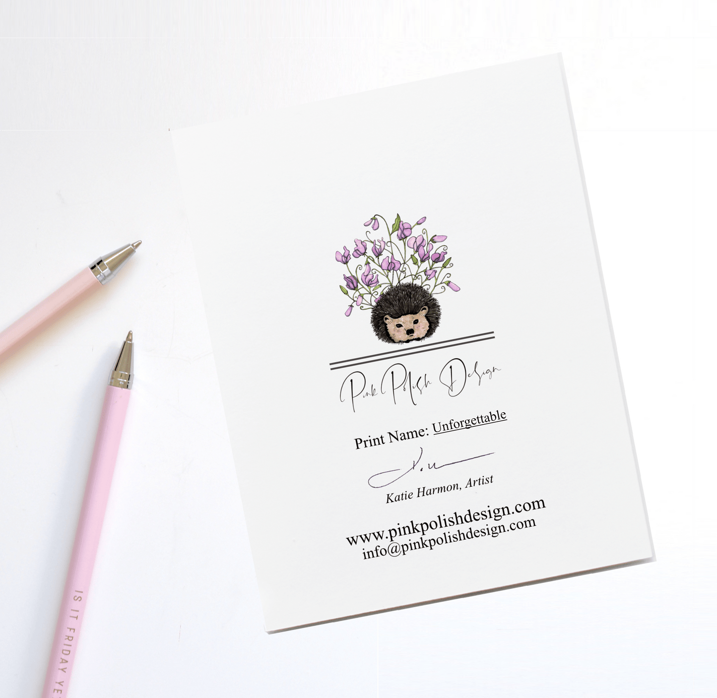 PinkPolish Design Note Cards "Unforgettable" Handmade Notecard