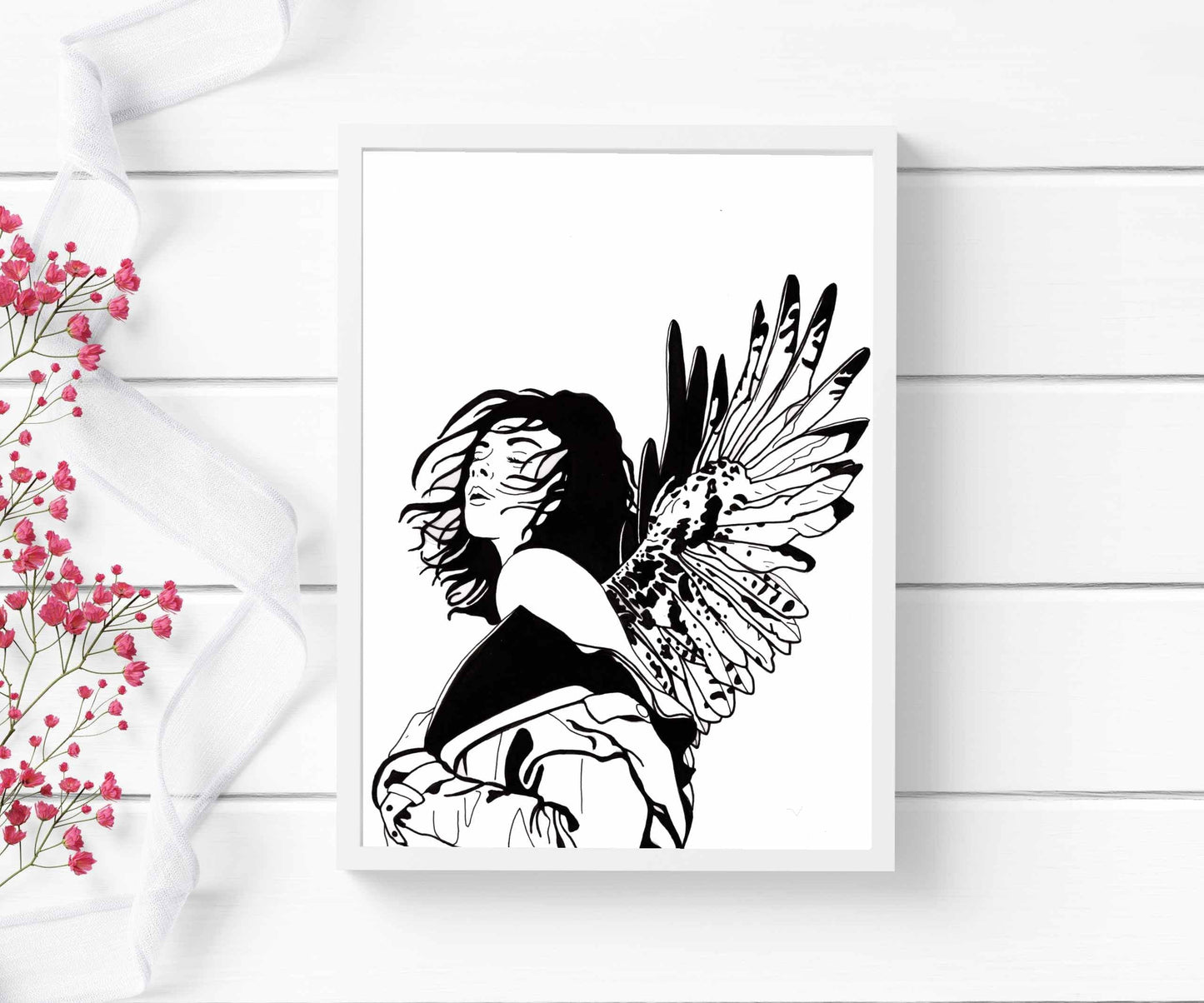 PinkPolish Design Art Prints "Unfurled" Ink Drawing: Art Print