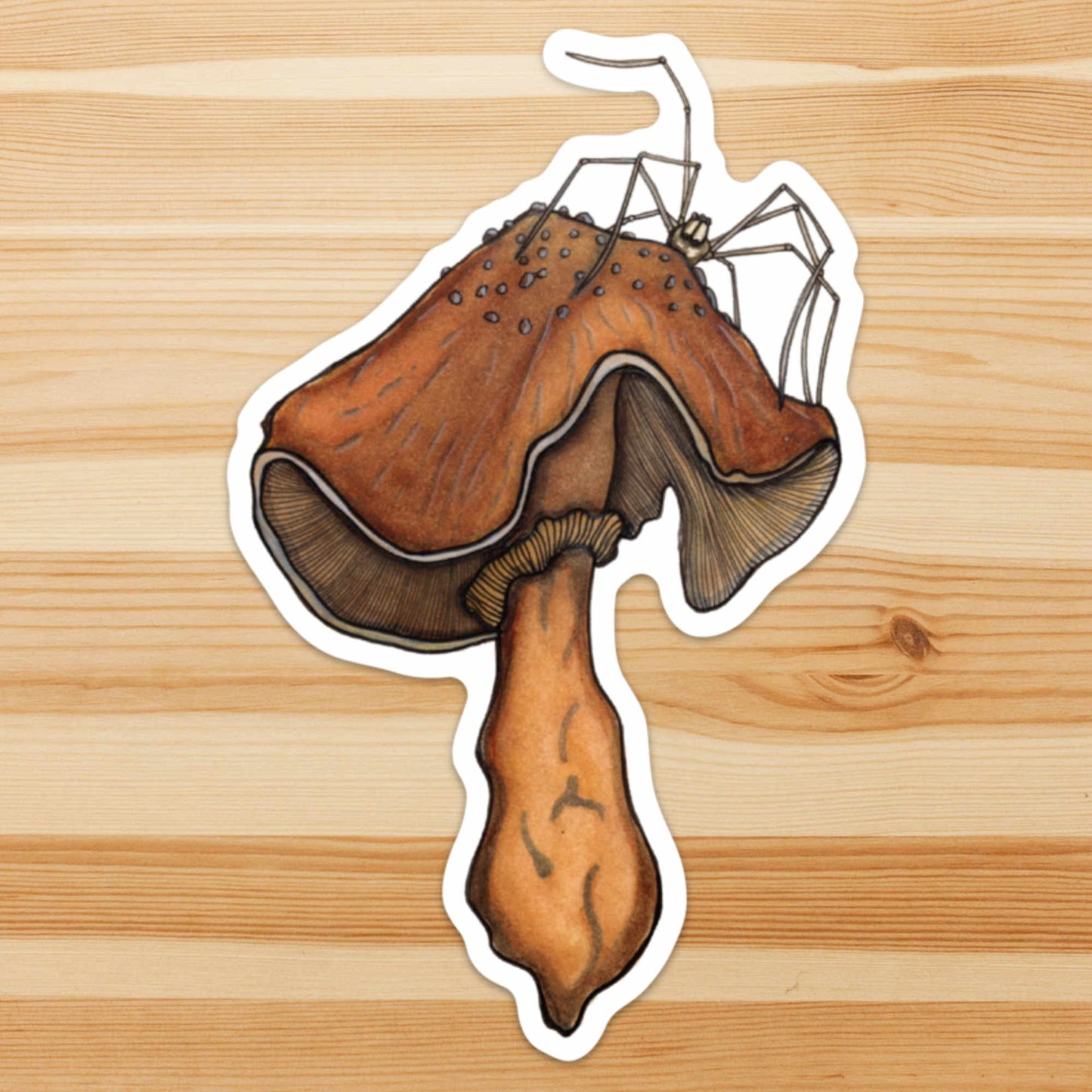 PinkPolish Design Giant Stickers "Uninvited Guest" Mushroom Inspired Ink drawing - Giant Vinyl Die Cut Sticker