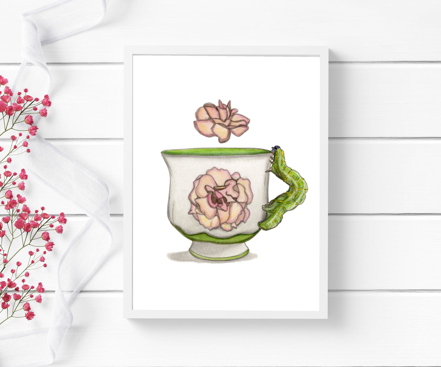 PinkPolish Design Art Prints "Wiggle of Tea" Watercolor Painting: Art Print