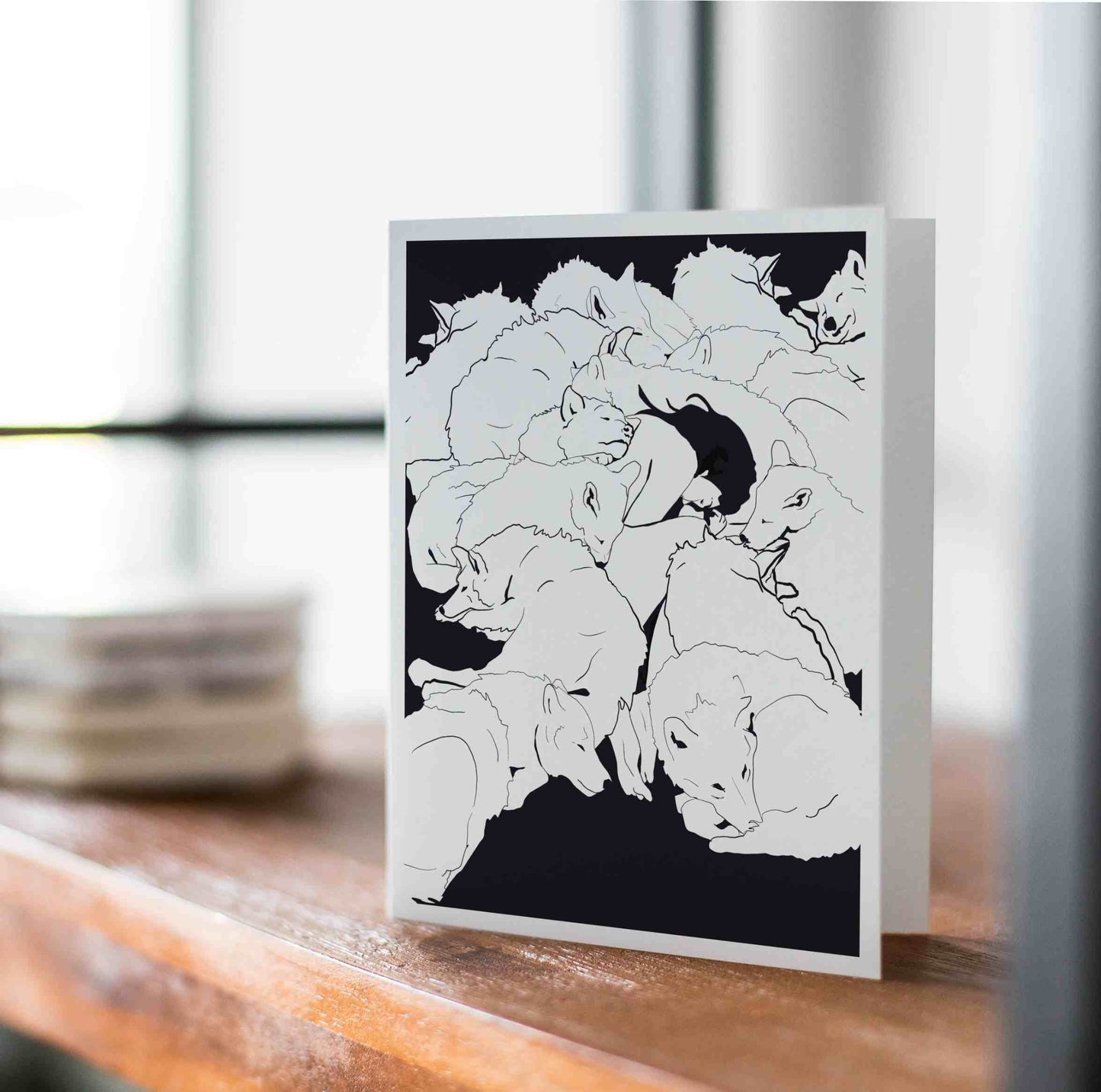PinkPolish Design Note Cards "Wolf Pack" Handmade Notecard