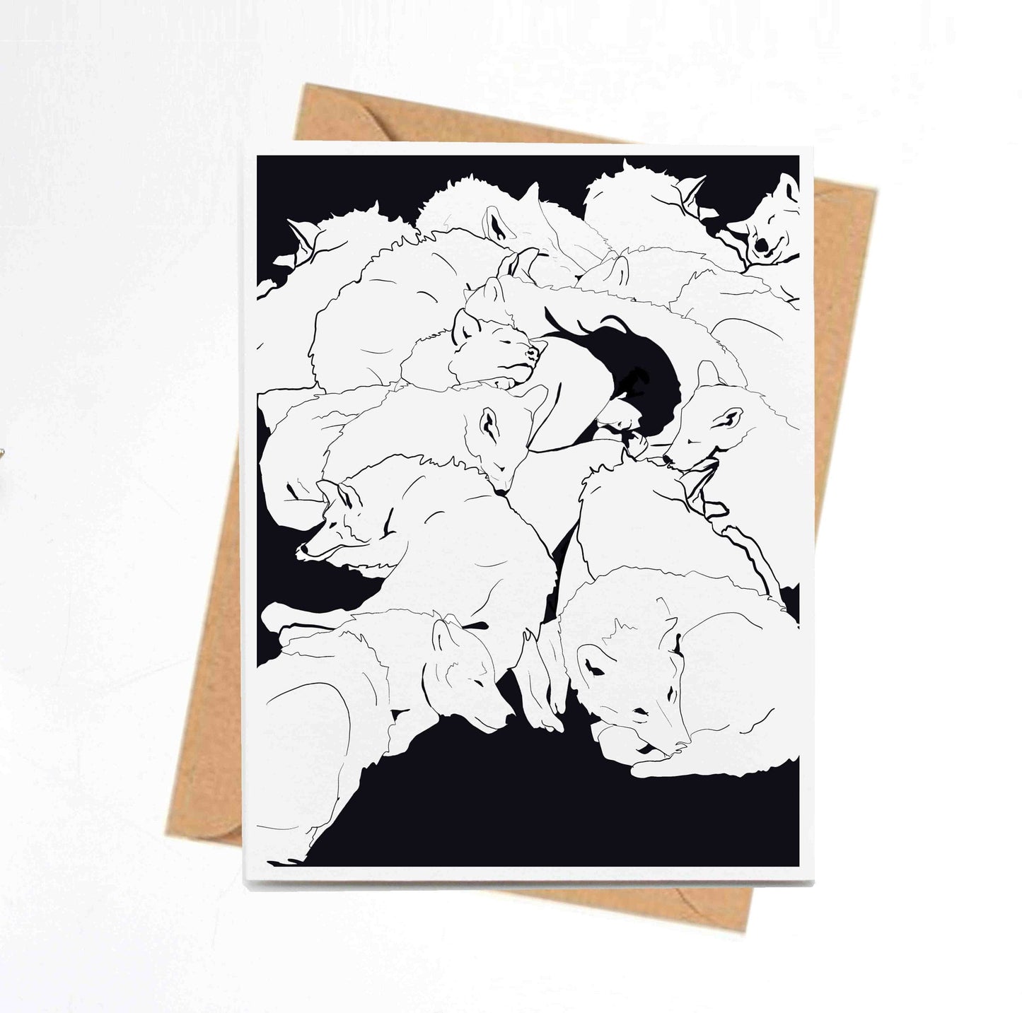 PinkPolish Design Note Cards "Wolf Pack" Handmade Notecard