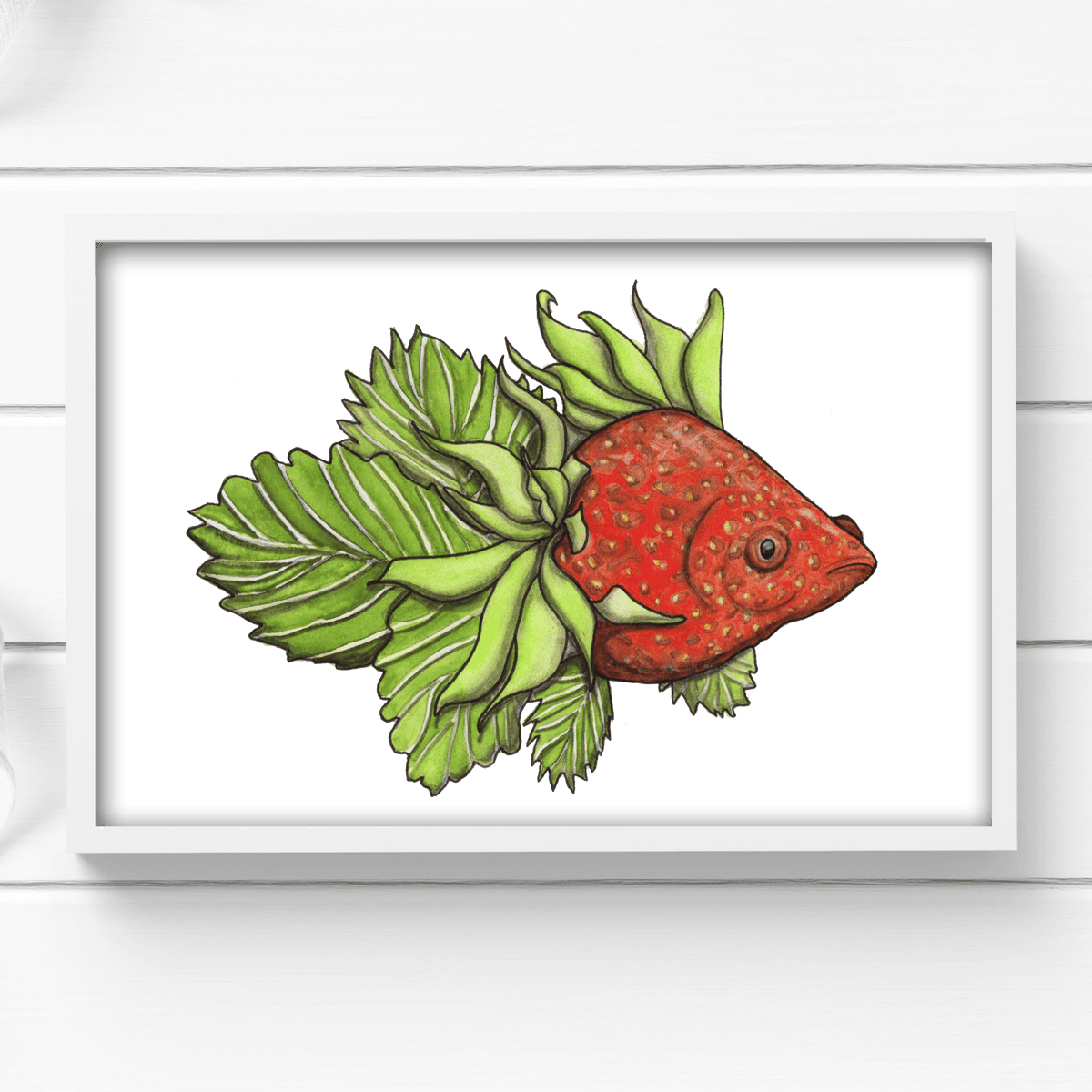 PinkPolish Design Art Prints "Berryfish"  Watercolor Painting: Art Print