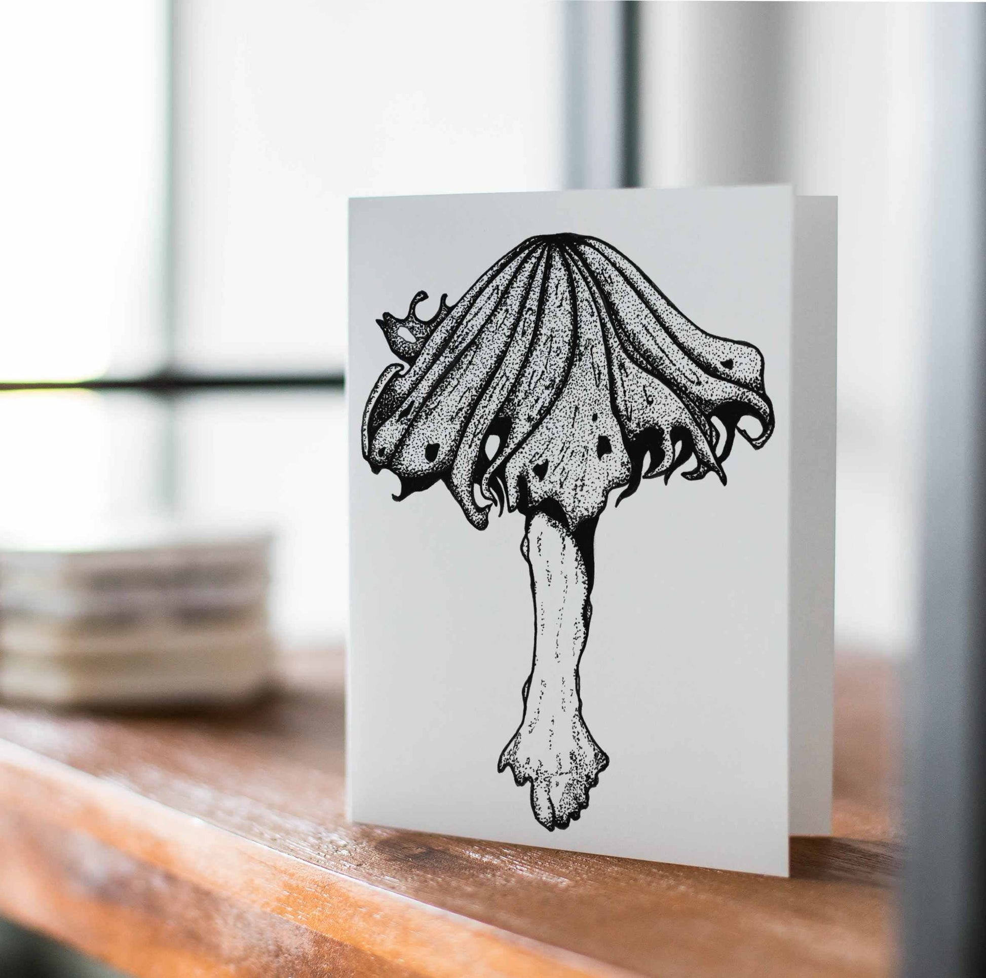 PinkPolish Design Note Cards "Alcohol Inky Mushroom" Handmade Notecard