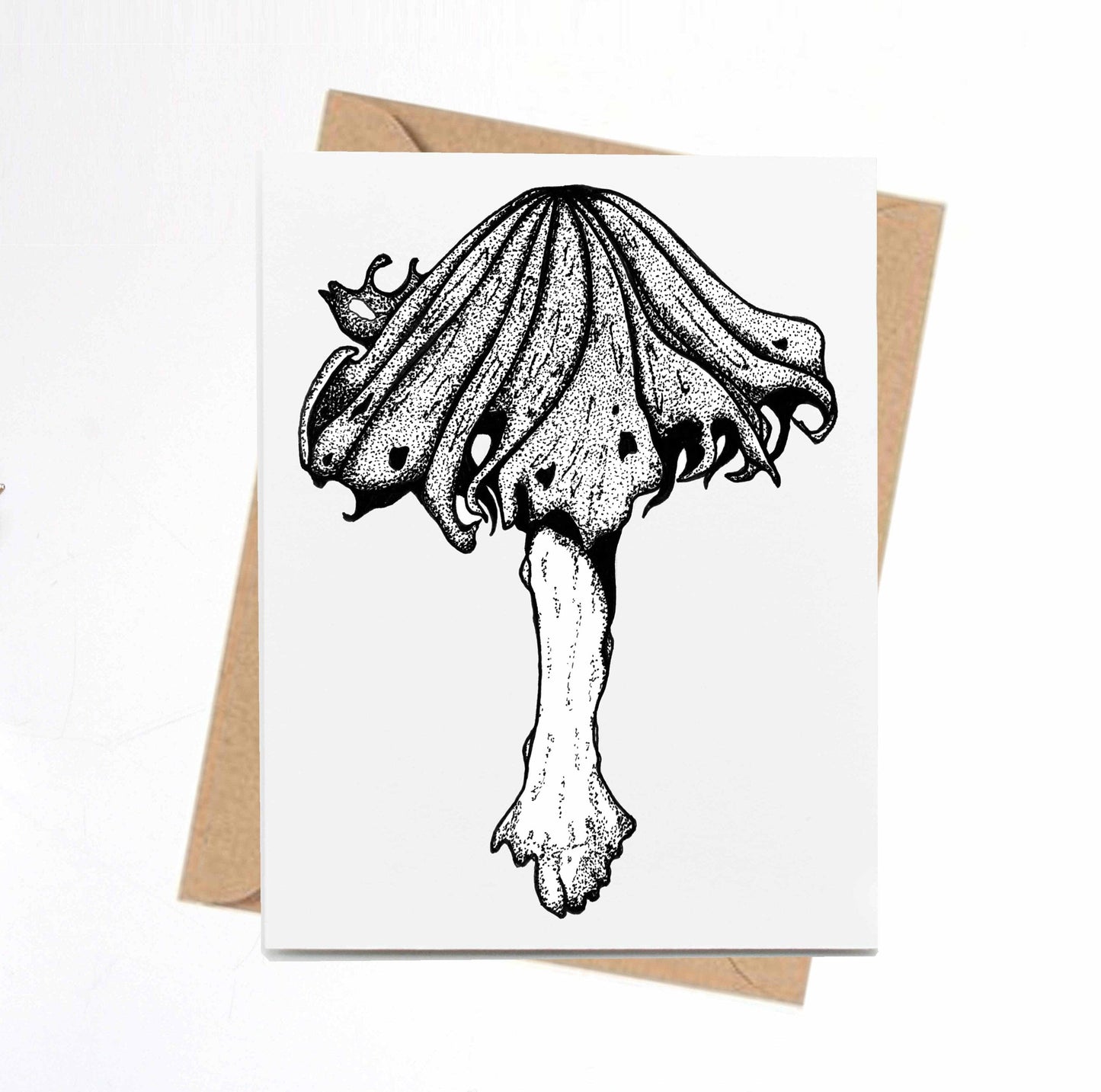 PinkPolish Design Note Cards "Alcohol Inky Mushroom" Handmade Notecard