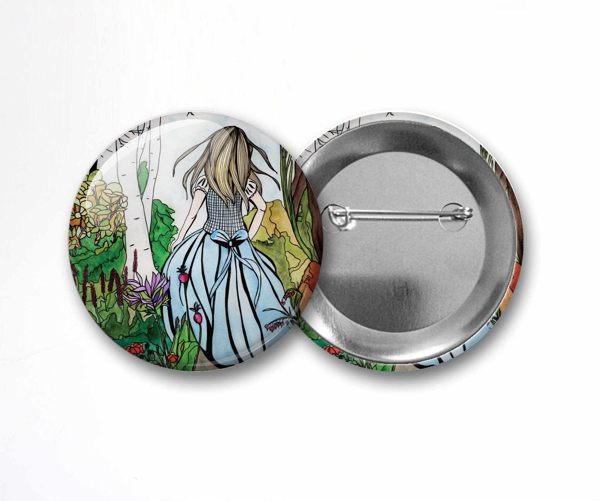 PinkPolish Design Buttons "Alice" Pin Back Button, 2.25 Inch