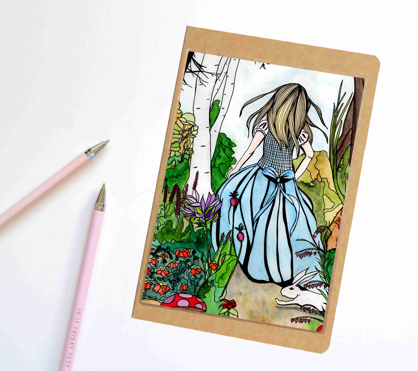 PinkPolish Design Notebook "Alice" Wonderland Inspired Notebook / Sketchbook / Journal