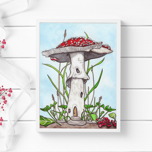 PinkPolish Design Art Prints "Amanita Sunny Home" Watercolor Painting: Art Print