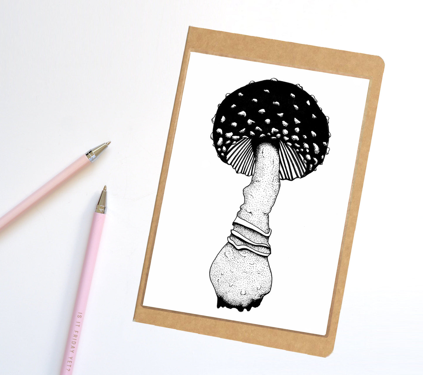 PinkPolish Design Notebook "Amanita Tall" Fungi Inspired Notebook / Sketchbook / Journal