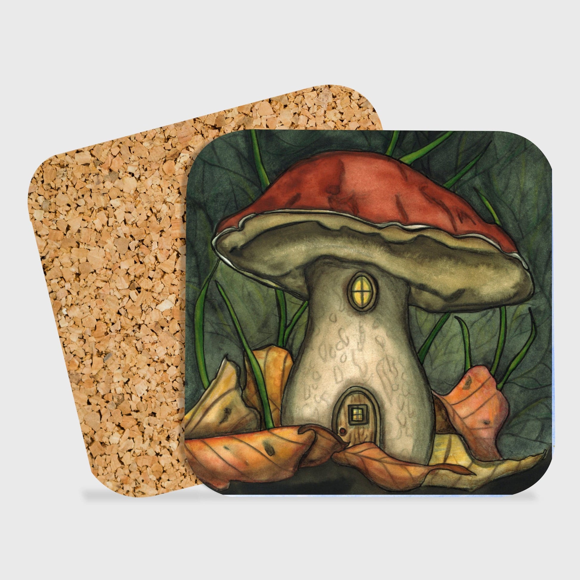 PinkPolish Design Coasters "Autumn Mushroom Hideout" Drink Coaster