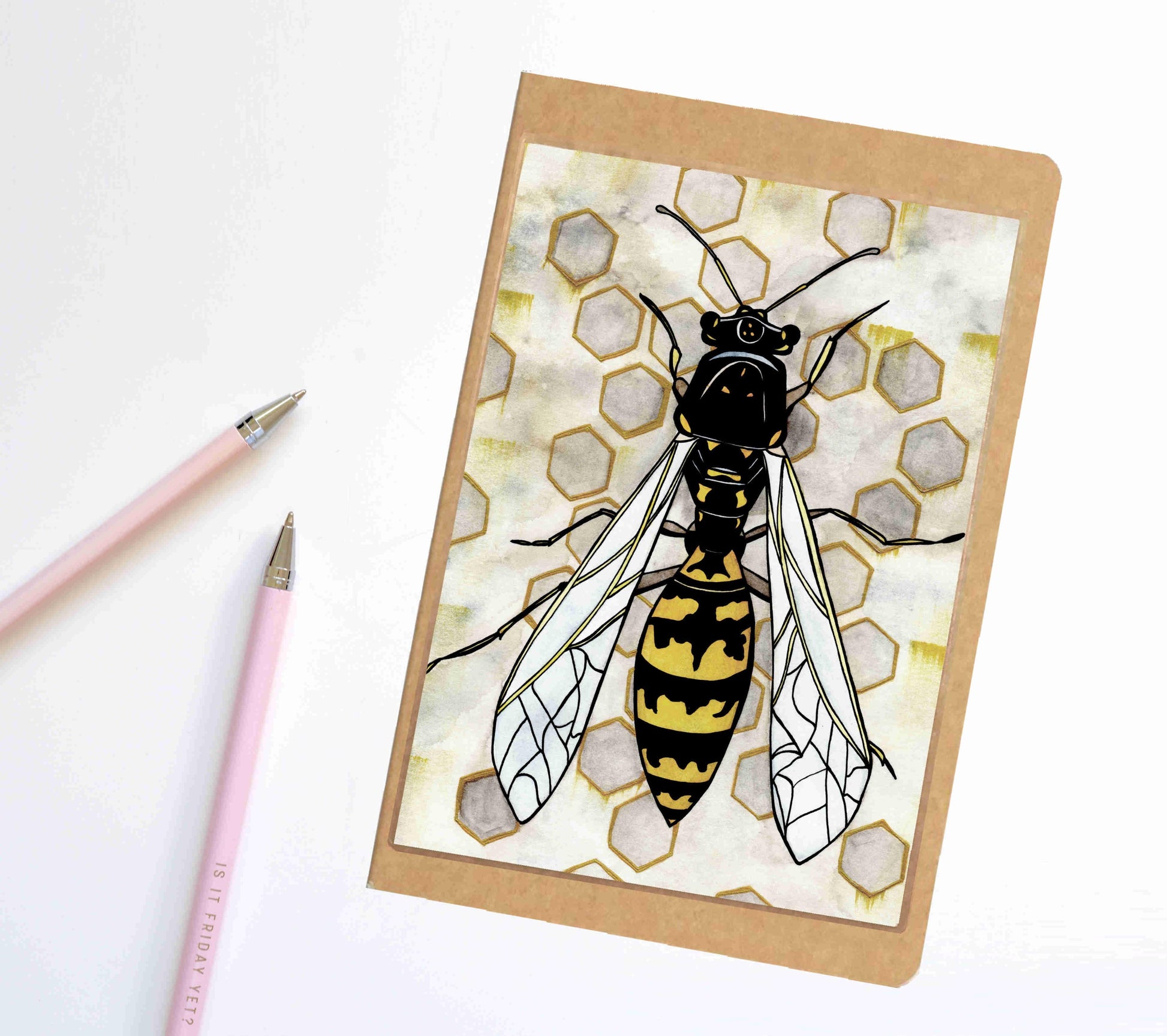 PinkPolish Design Notebook "Avispa" Insect Inspired Notebook / Sketchbook / Journal