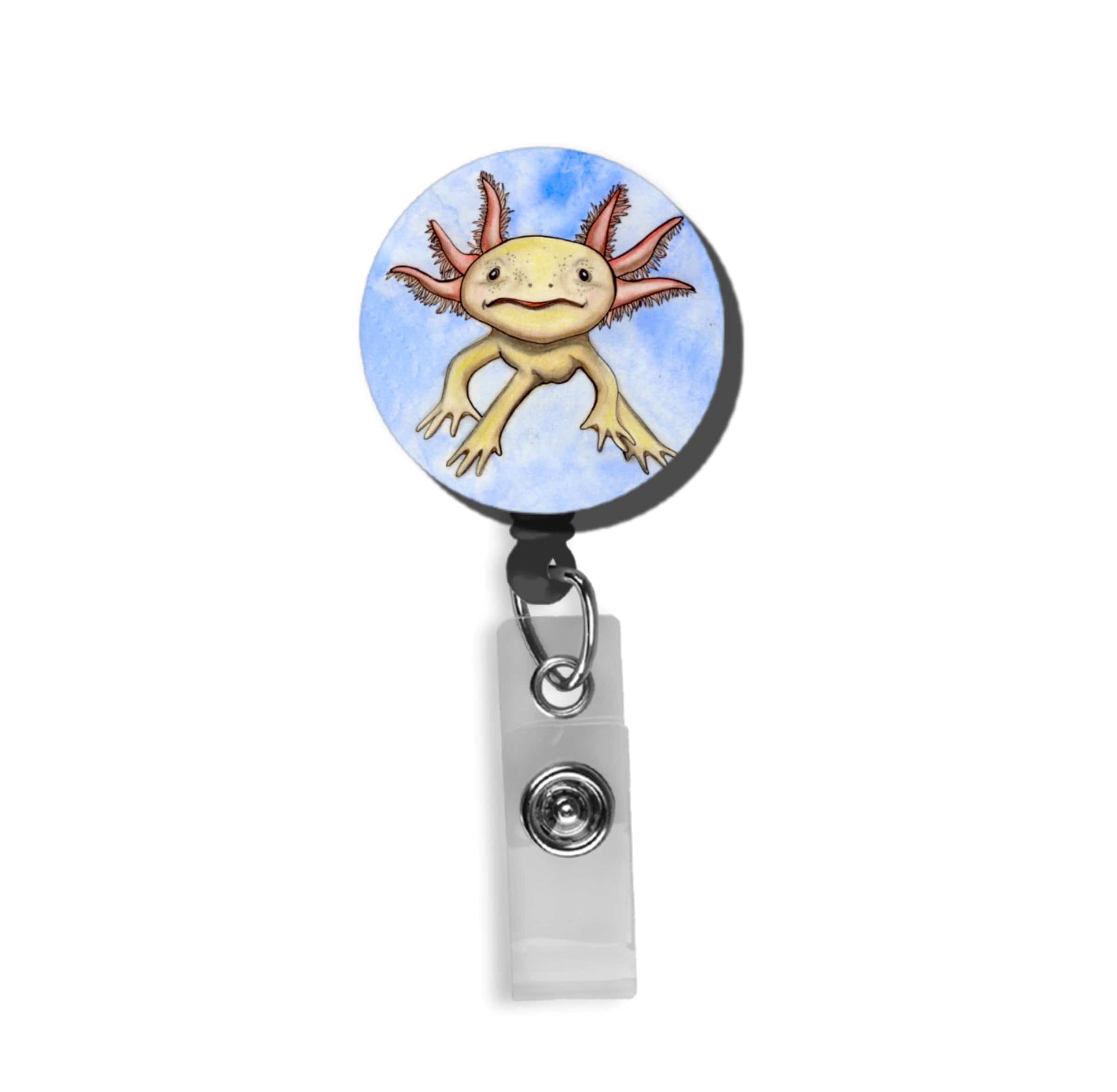 PinkPolish Design Badge Reels & Lanyards "Axolotl Cutie" Retractable Badge Reel