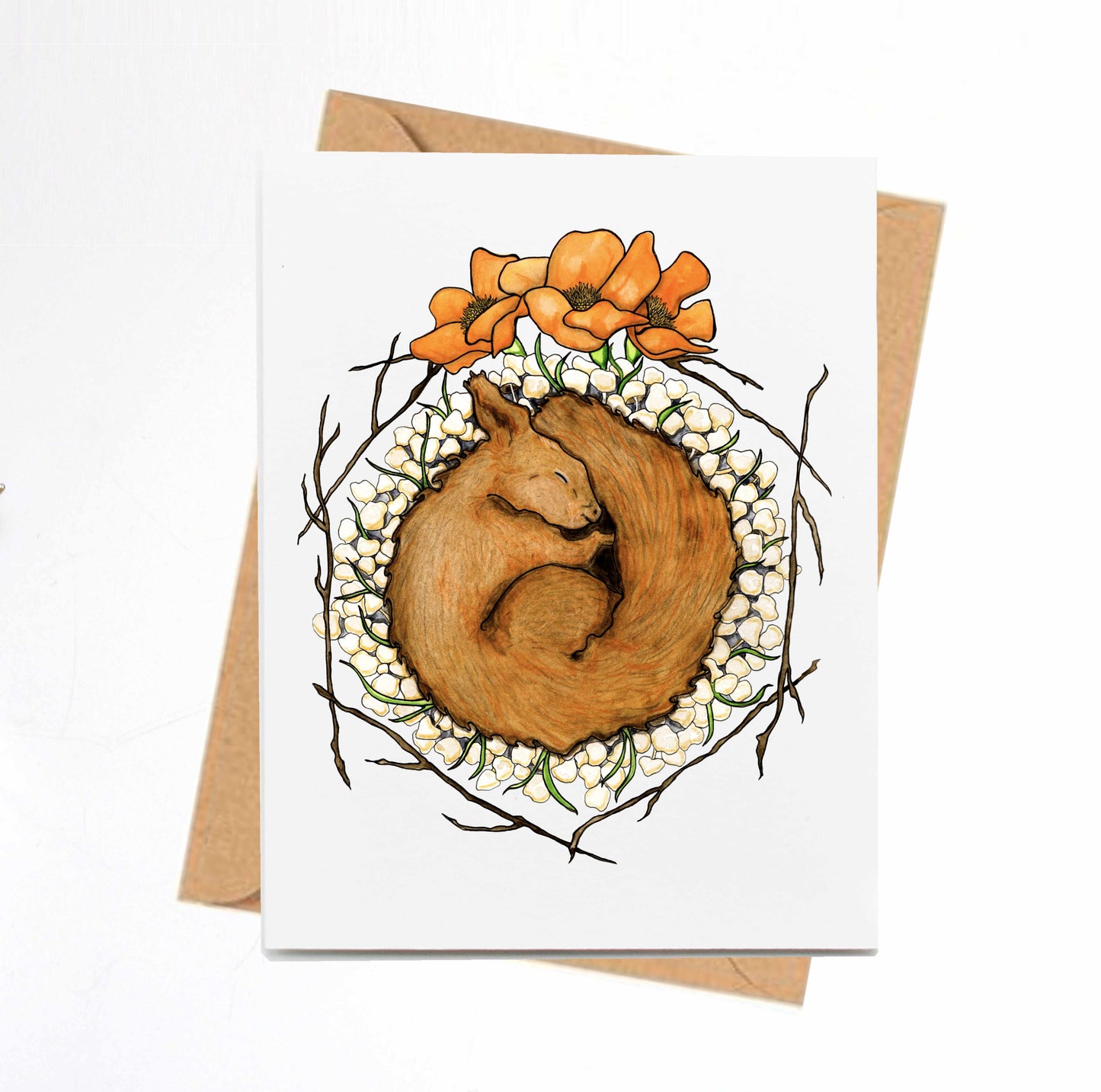PinkPolish Design Note Cards "Be Like the Squirrel" Handmade Notecard