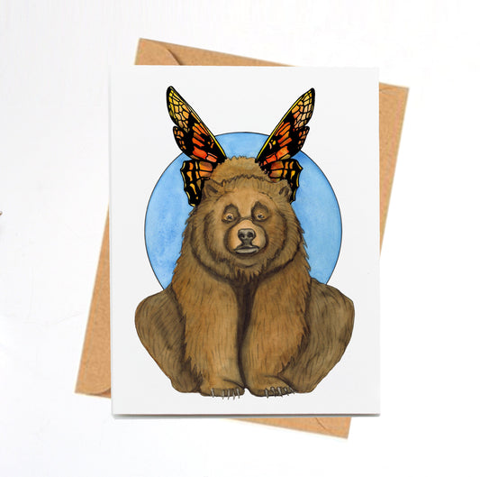 PinkPolish Design Note Cards "Bearfae" Handmade Notecard