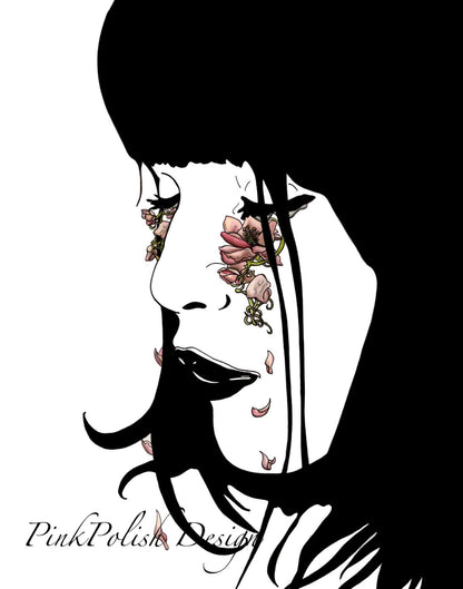 PinkPolish Design Art Prints "Beautiful Tears"  Ink Drawing: Art Print
