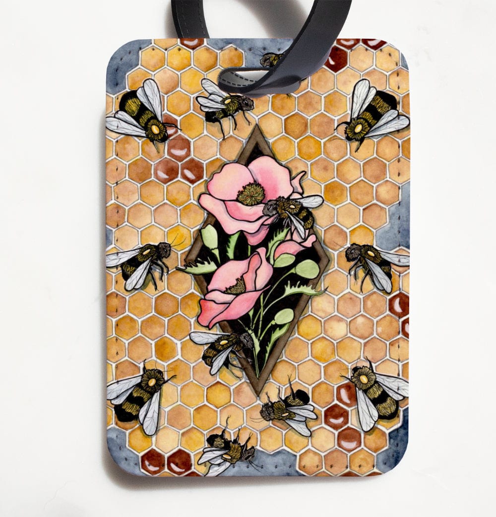 PinkPolish Design Luggage Tag Bee Repetition Luggage Tag