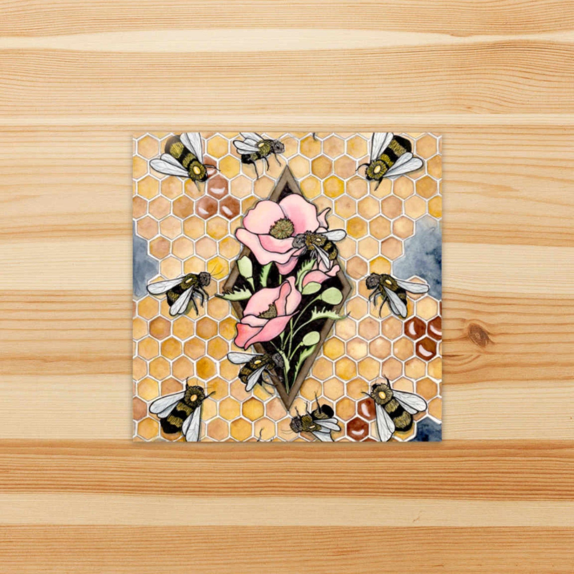PinkPolish Design Stickers "Bee Repetition" Square Vinyl Sticker