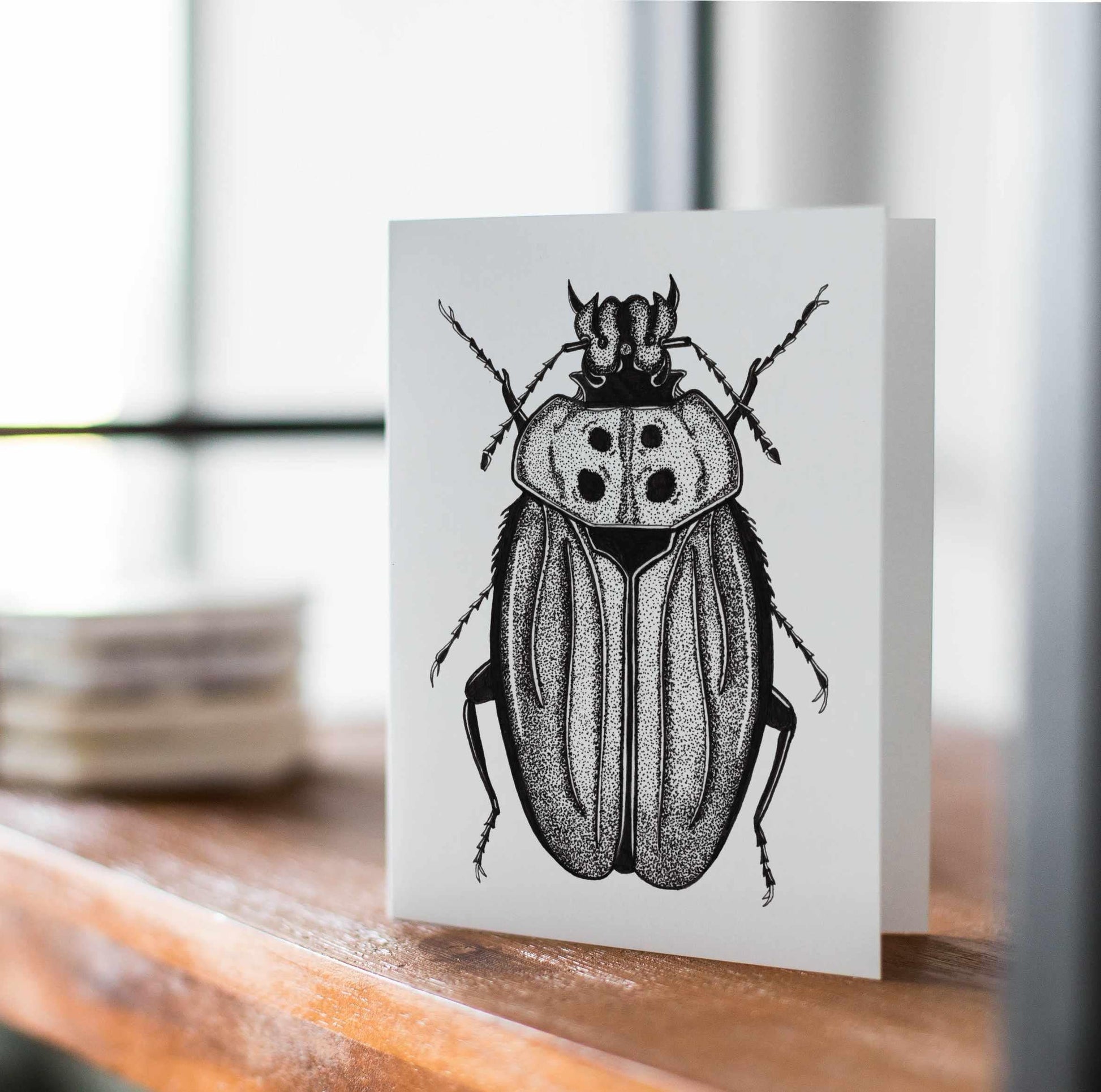 PinkPolish Design Note Cards "Beetle Distraction" Handmade Notecard