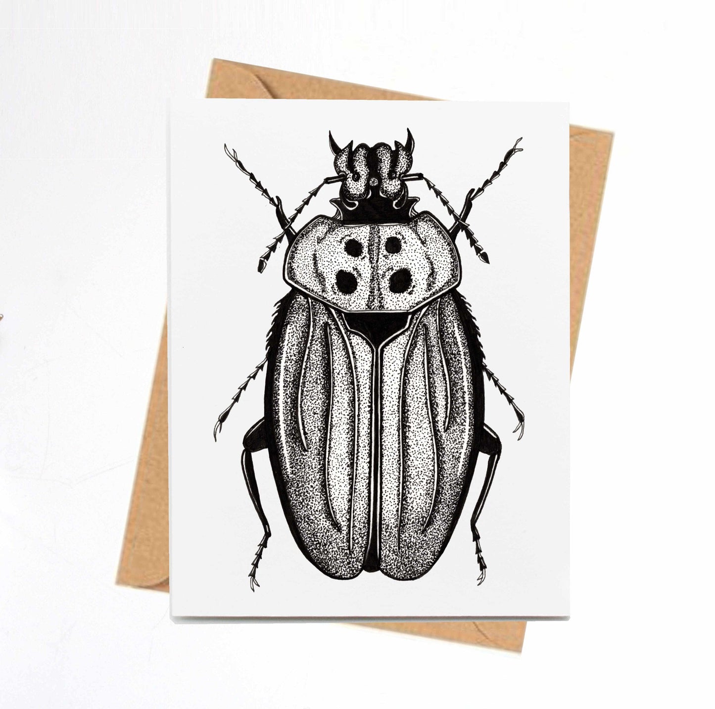 PinkPolish Design Note Cards "Beetle Distraction" Handmade Notecard