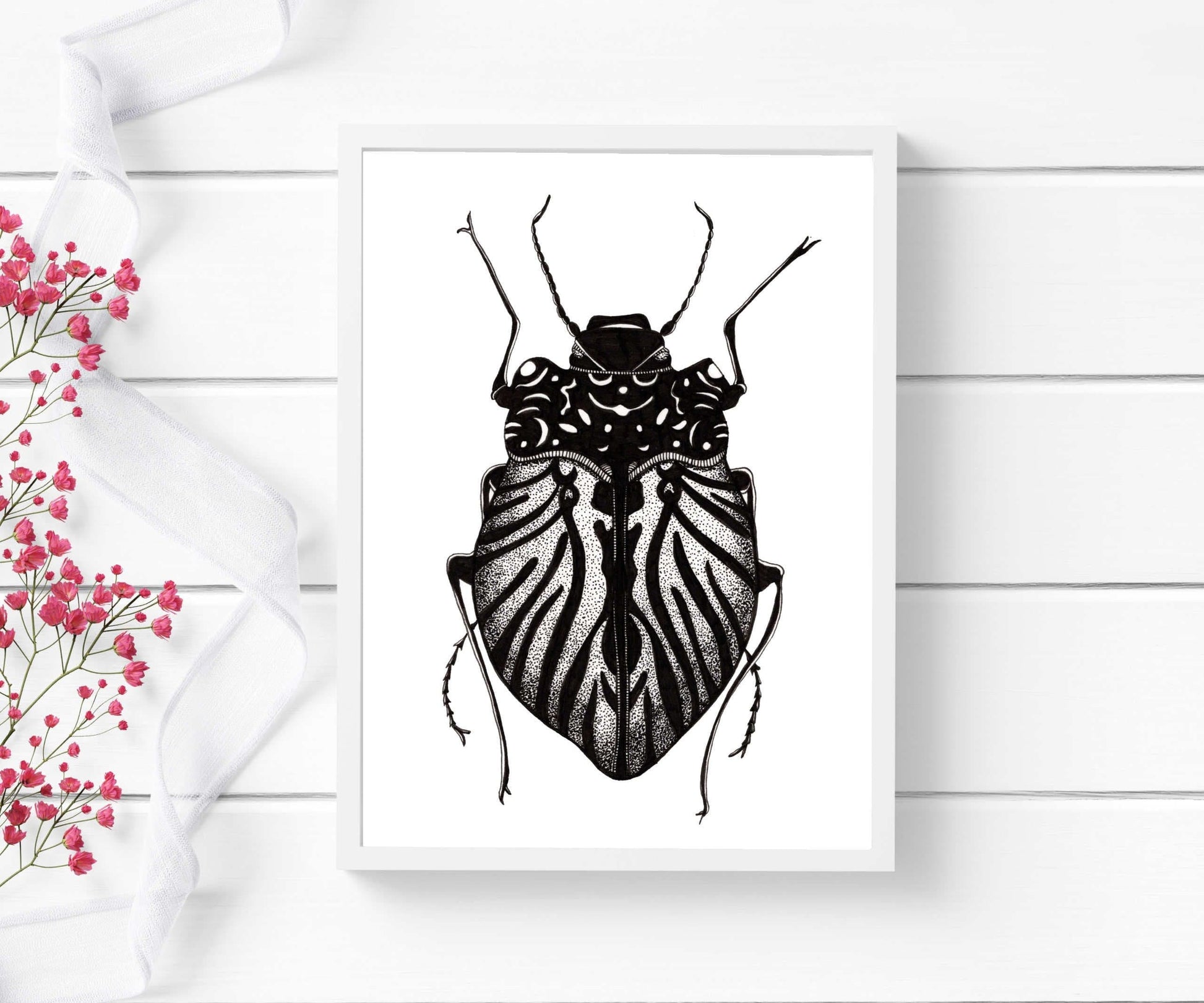PinkPolish Design Art Prints "Beetle Inspiration" Watercolor Painting: Art Print