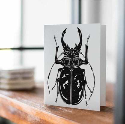 PinkPolish Design Note Cards "Beetle Jewel" Handmade Notecard