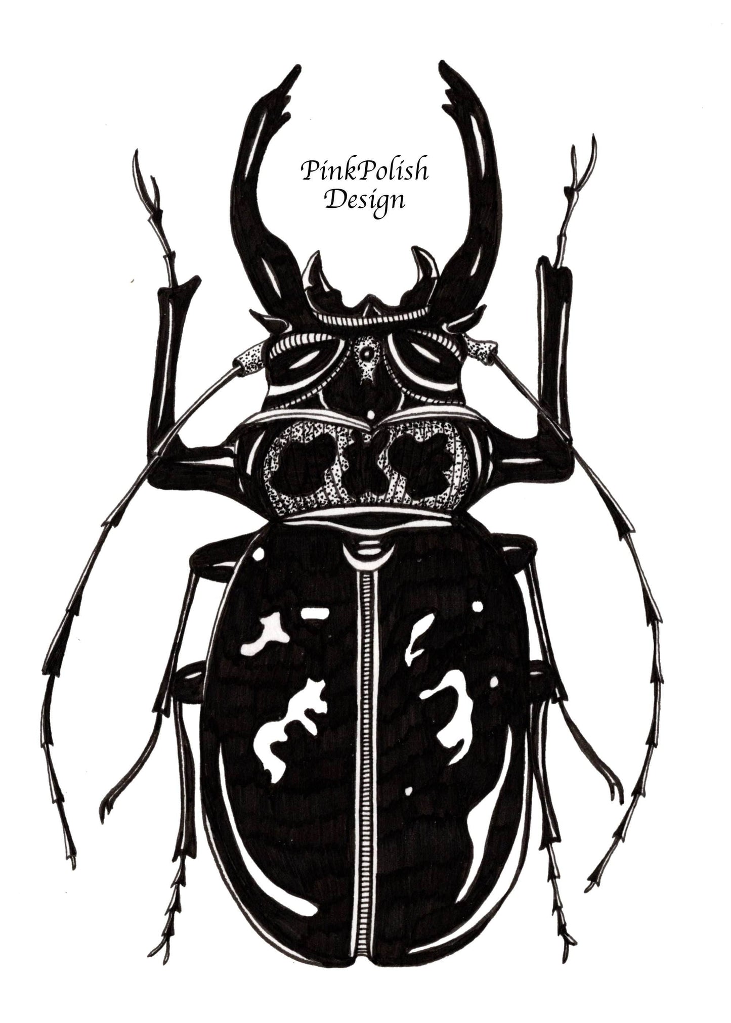 PinkPolish Design Art Prints "Beetle Jewel" Watercolor Painting: Art Print