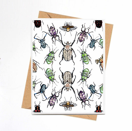 PinkPolish Design Note Cards "Beetle Repetition" Handmade Notecard