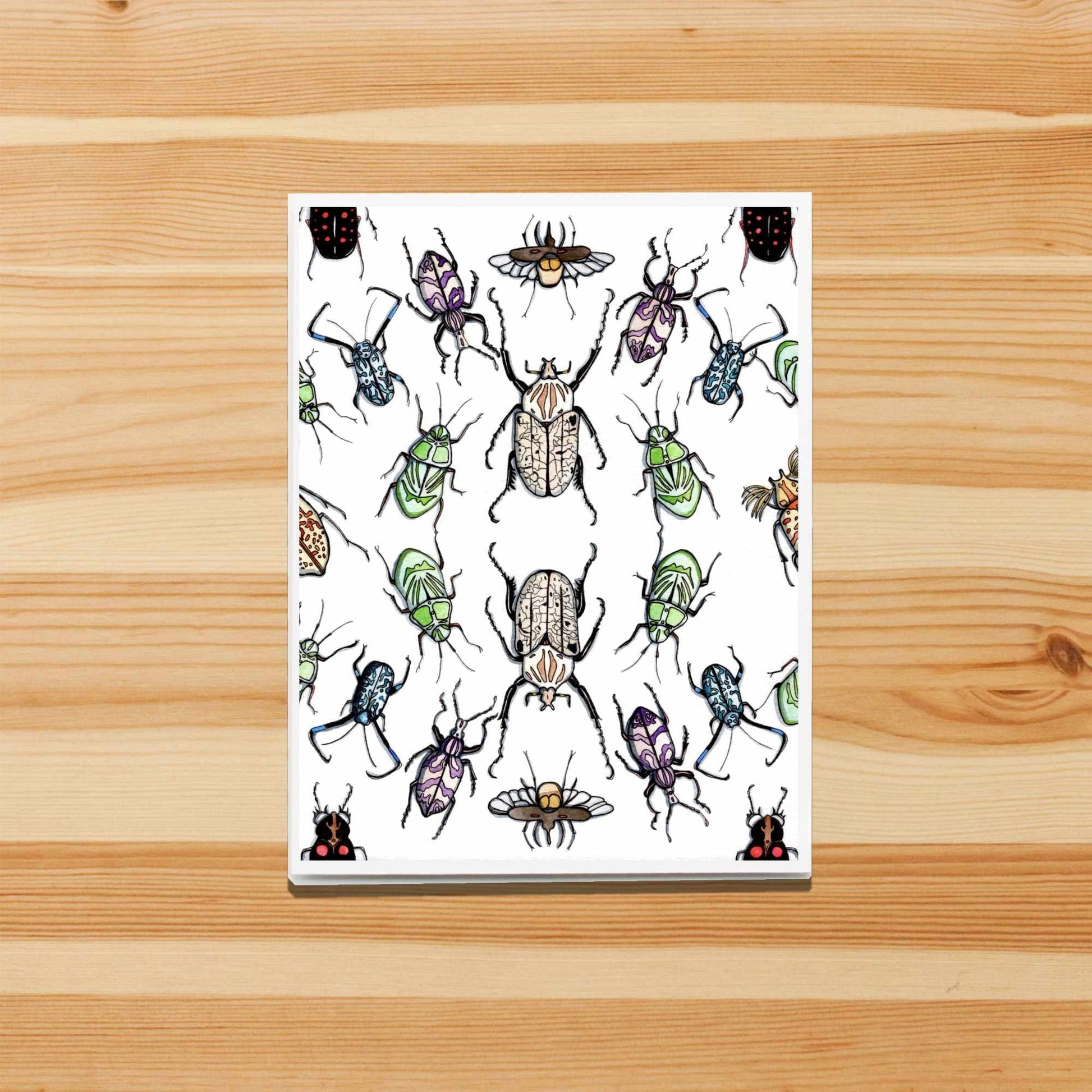 PinkPolish Design Note Cards "Beetle Repetition" Handmade Notecard