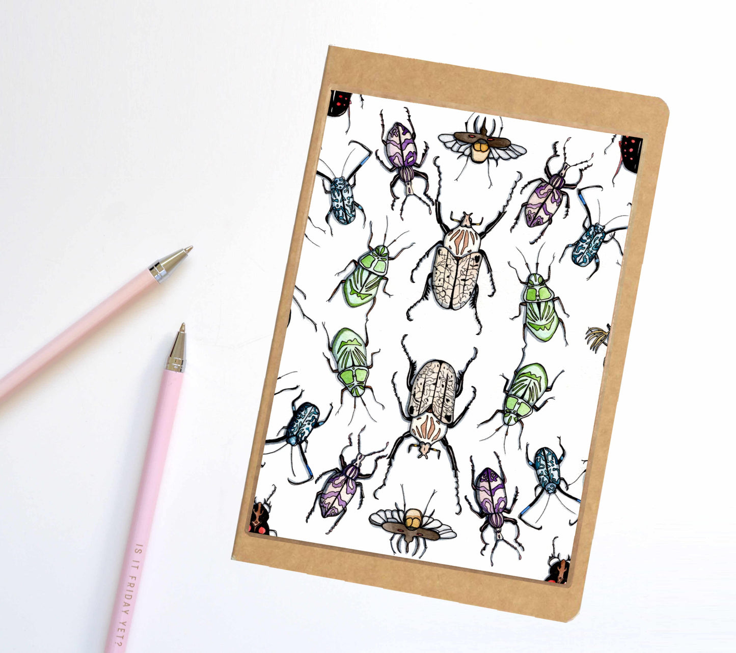 PinkPolish Design Notebook "Beetle Repetition" Insect Inspired Notebook / Sketchbook / Journal