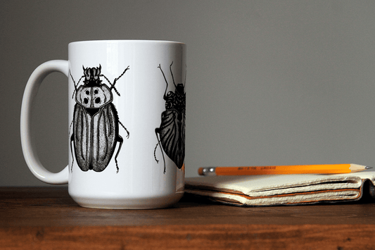 PinkPolish Design Coasters "Beetles" 15oz Mug