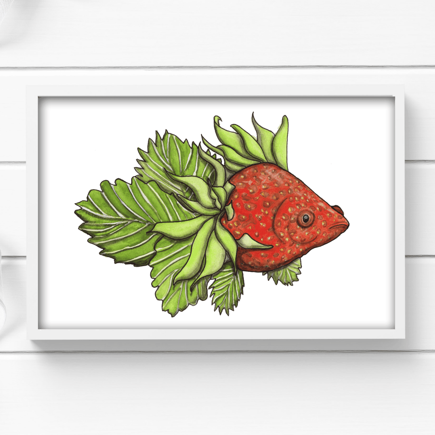 PinkPolish Design Art Prints "Berryfish"  Watercolor Painting: Art Print