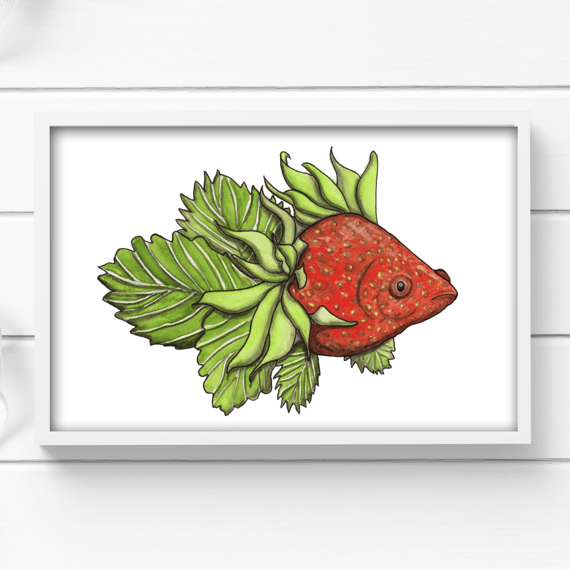 PinkPolish Design Art Prints "Berryfish"  Watercolor Painting: Art Print