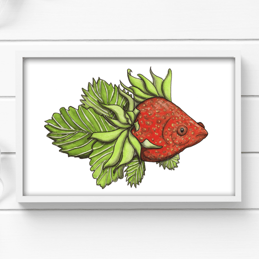 PinkPolish Design Art Prints "Berryfish"  Watercolor Painting: Art Print