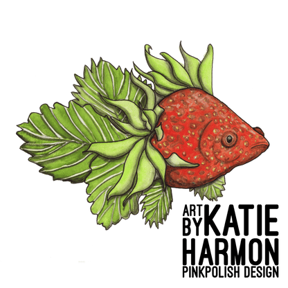 PinkPolish Design Art Prints "Berryfish"  Watercolor Painting: Art Print