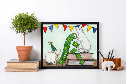PinkPolish Design Art Prints "Birthday Decor"  Watercolor Painting: Art Print
