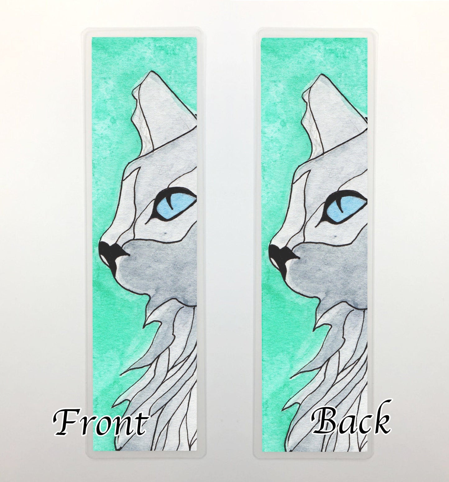 PinkPolish Design Bookmarks "Blue Eyed Cat" 2-Sided Bookmark