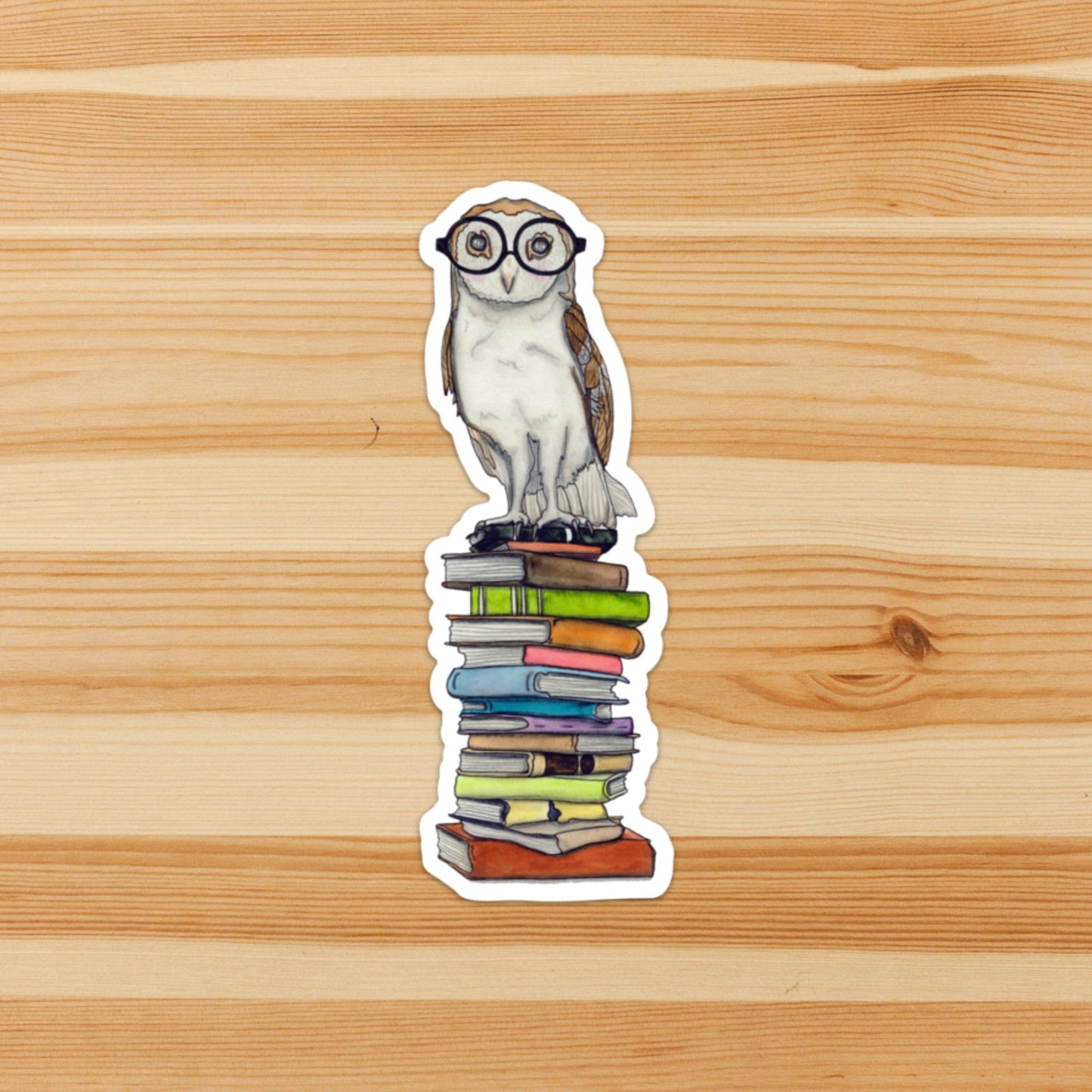 PinkPolish Design Stickers "Book-Learned Owl" Die Cut Vinyl Sticker