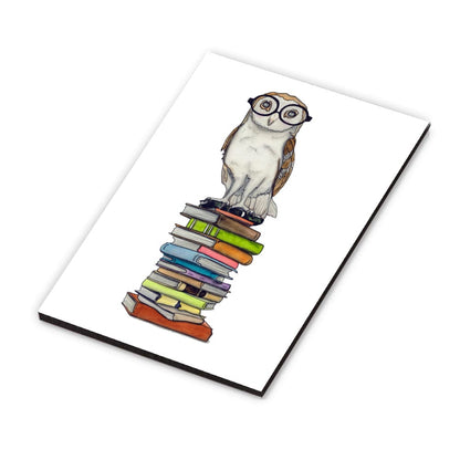 PinkPolish Design Magnets "Book-Learned Owl" Wood Refrigerator Magnet