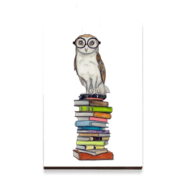 PinkPolish Design Magnets "Book-Learned Owl" Wood Refrigerator Magnet