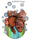 PinkPolish Design Art Prints "Bubble Fish" Watercolor Painting: Art Print