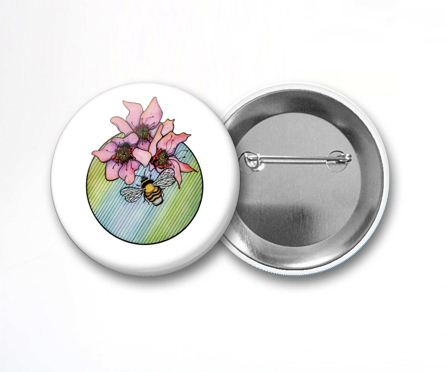 PinkPolish Design Buttons "Bumble" Pin Back Art Button, 2.25"
