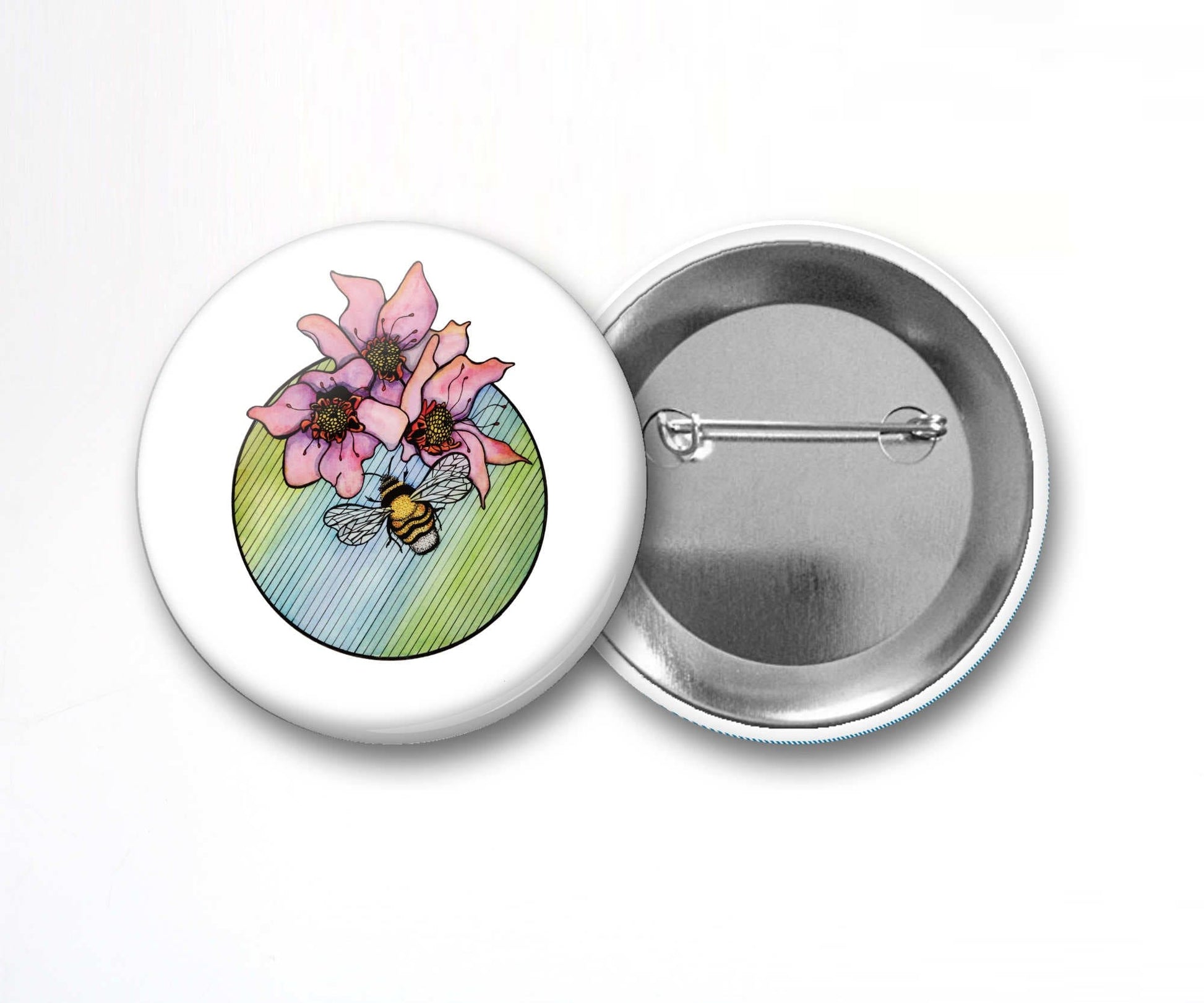 PinkPolish Design Buttons "Bumble" Pin Back Art Button, 2.25"