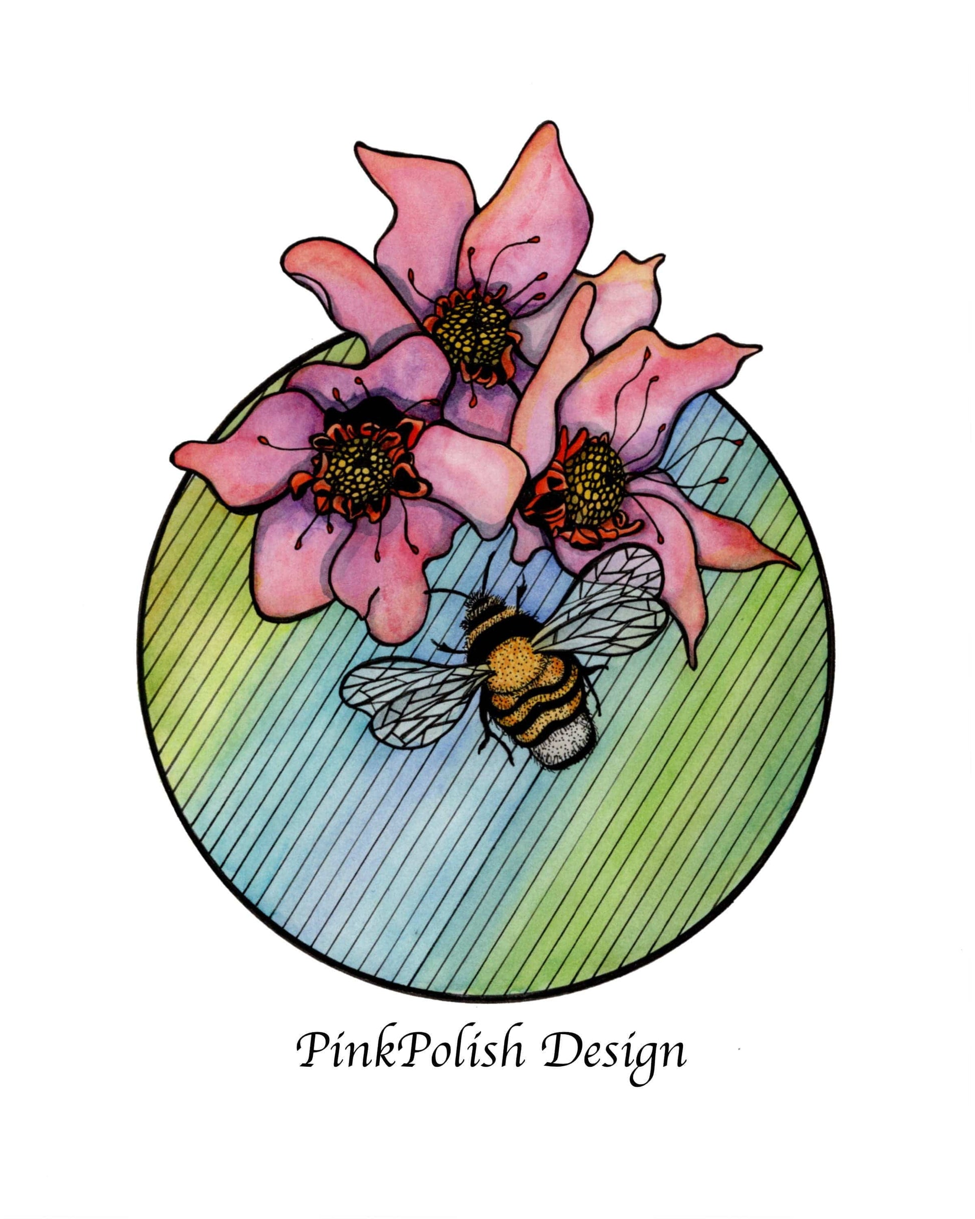 PinkPolish Design Art Prints "Bumble" Watercolor Painting: Art Print