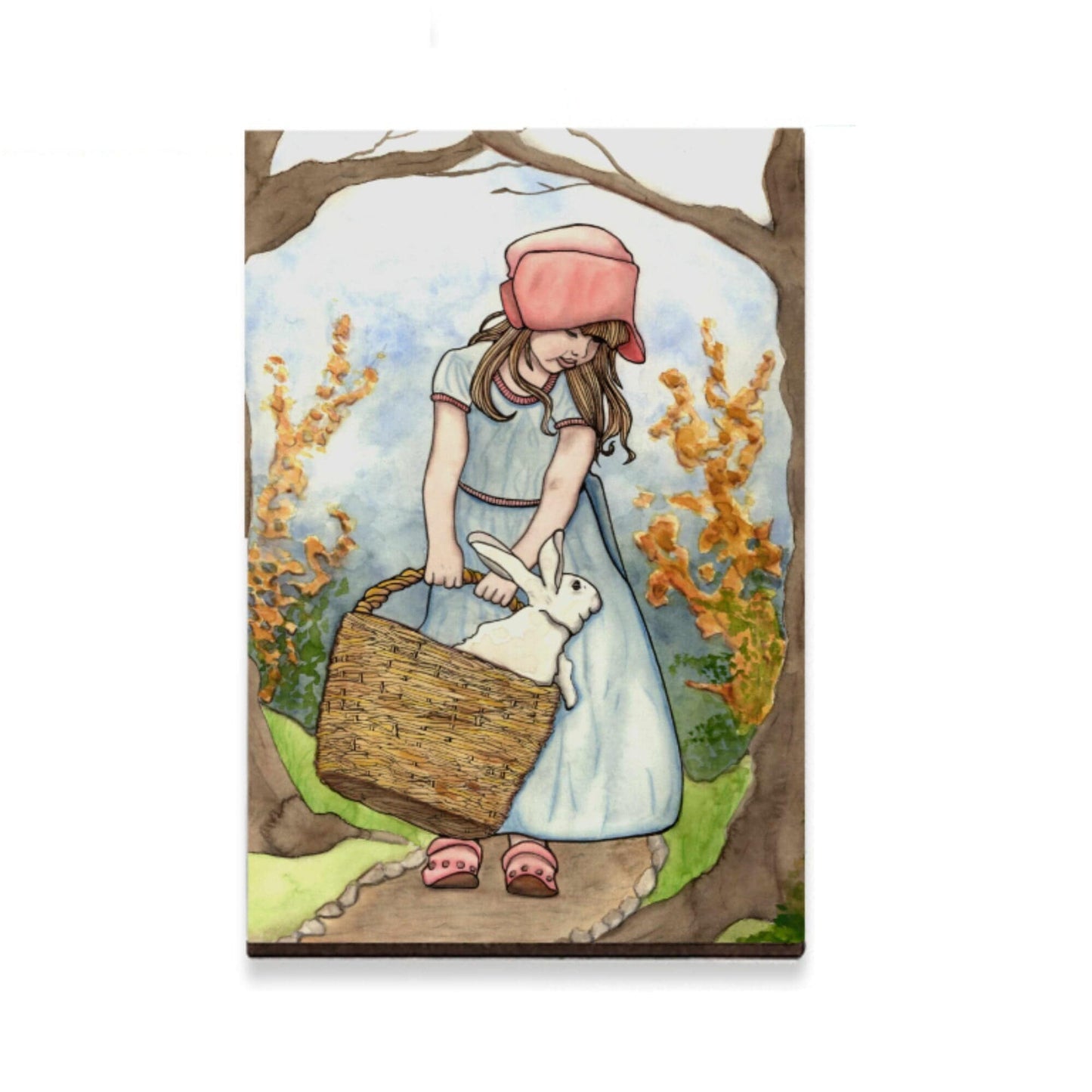 PinkPolish Design Refrigerator Magnets "Bun in a Basket"  2"x3" Wood Refrigerator Magnet